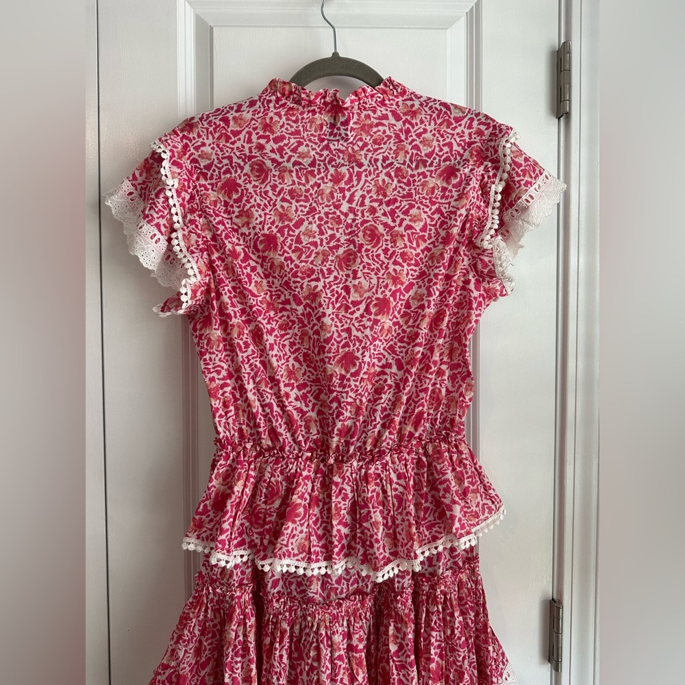 MISA Los Angeles Lilian Dress Pink Animal Floral Tiered Lace Trim NWT Size S - Picture 6 of 12